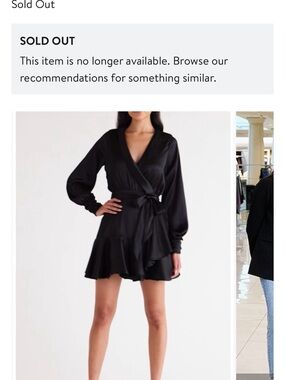 BTFL-Life Galiena Satin Wrap Mini Dress NWT Black Size Small
